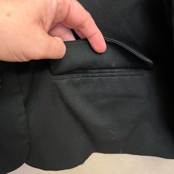 MERONA Black Button Up Blazer Striped Cuffs Size 14 - Picture 11 of 14